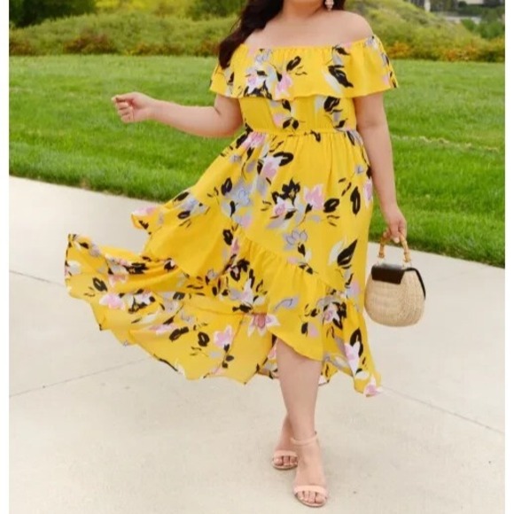 Lane Bryant Off Shoulder Ruffle Midi Dress Plus Size 22/24 Wedding Bridal Shower - Picture 16 of 16